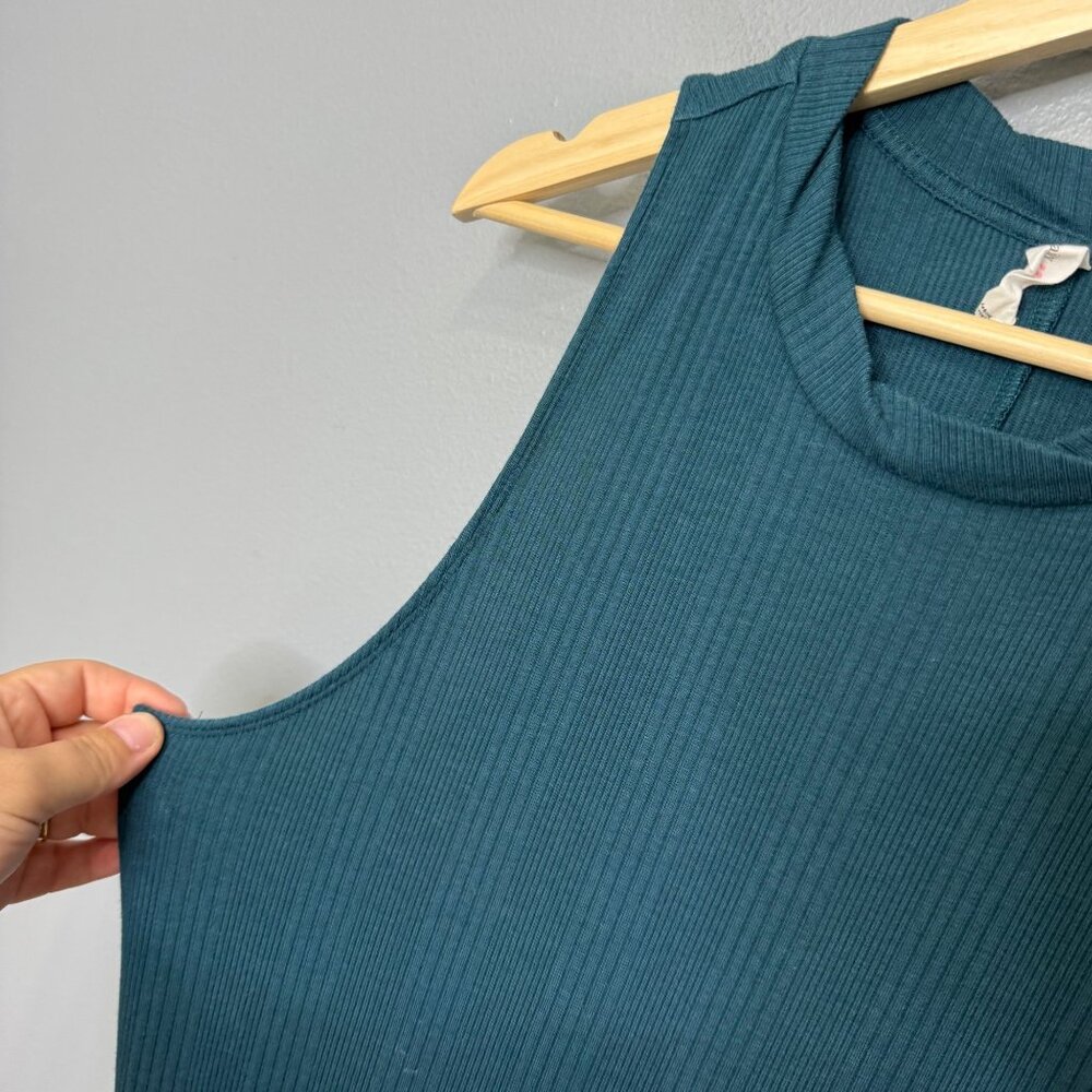 ANTHROPOLOGIE DAILY PRACTICE teal rib midi tank dress size L - Picture 3 of 6